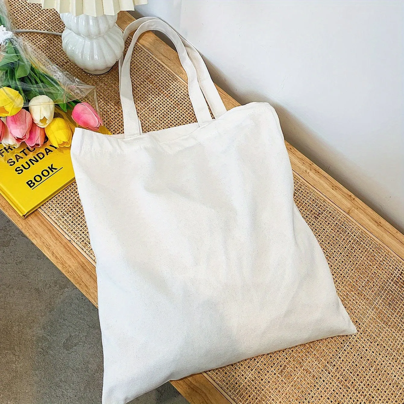 1pc High-Quality Women Men Handbags Canvas Tote Bags Reusable Cotton Grocery High Capacity Shopping Bag