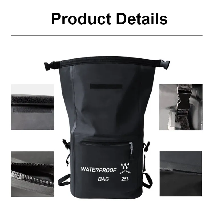 25L Outdoor Swimming Upstream Waterproof Bag Beach Bag(Black)