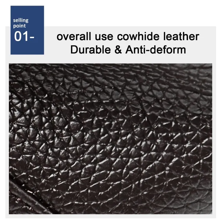 6019 Litchi Texture Genuine Leather Crossbody Chest Bag For Men(Black)