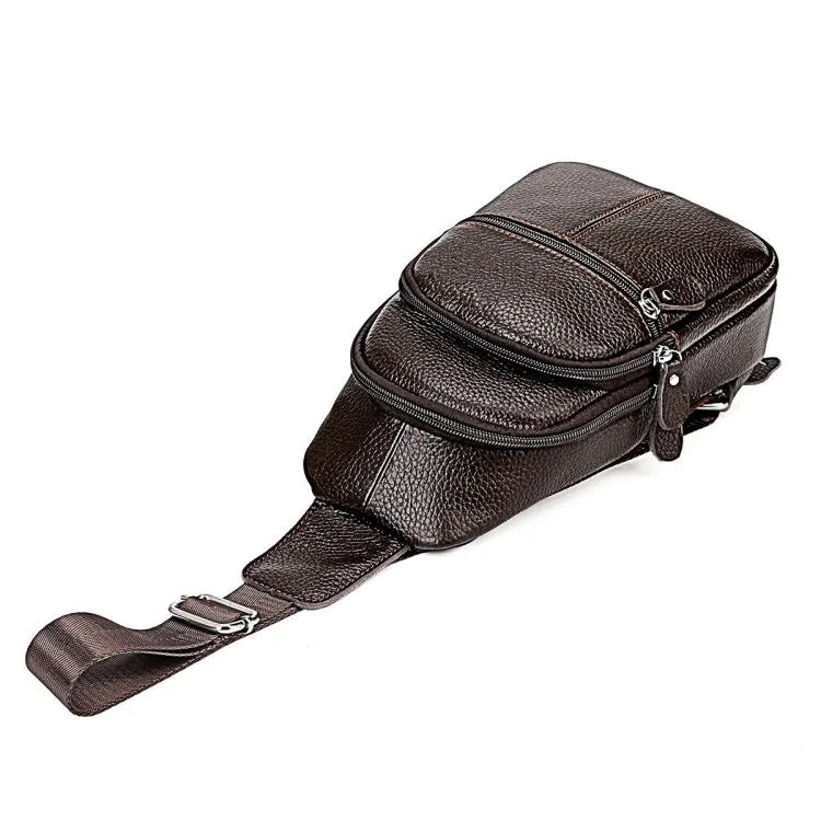 6076 Casual Genuine Leather Crossbody Chest Bag For Men and Women(Coffee)