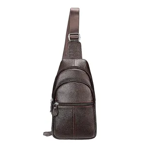 6076 Casual Genuine Leather Crossbody Chest Bag For Men and Women(Coffee)