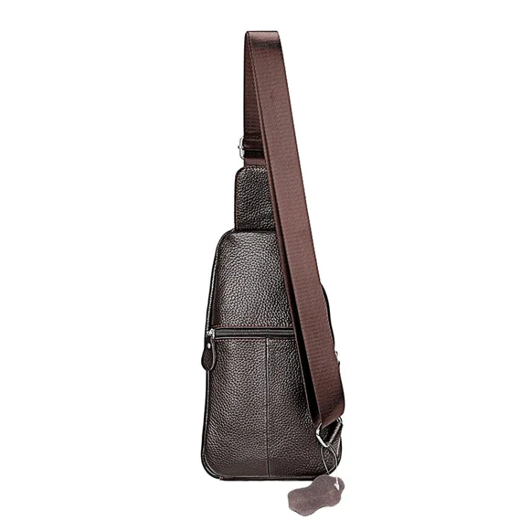 6076 Casual Genuine Leather Crossbody Chest Bag For Men and Women(Coffee)