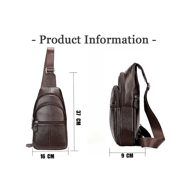 6076 Casual Genuine Leather Crossbody Chest Bag For Men and Women(Coffee)