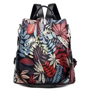 Anti-Theft Waterproof Flower Printing Women's Backpack