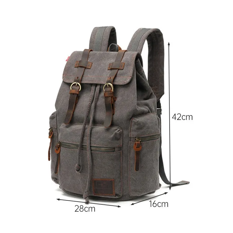 AUGUR 1039 Men Retro Canvas Backpack Shoulders Laptop Bag(Grey)