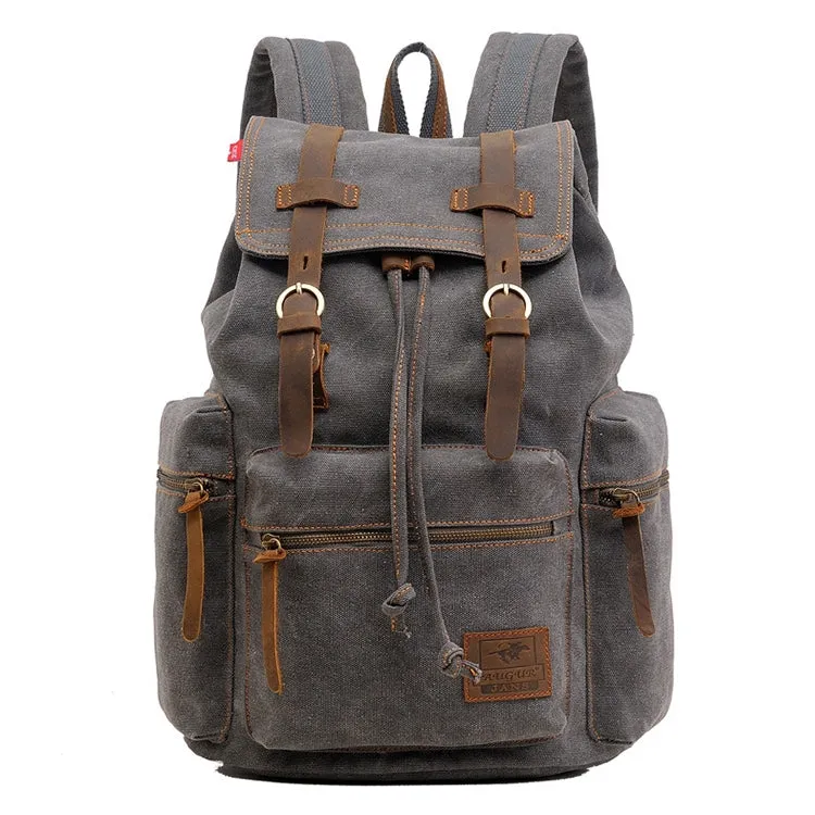 AUGUR 1039 Men Retro Canvas Backpack Shoulders Laptop Bag(Grey)