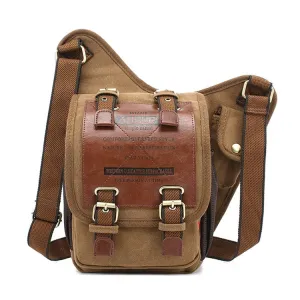 AUGUR 2136 Men Multi-function Retro Canvas Knight Bag Shoulder Messenger Crossby Bag (Coffee)