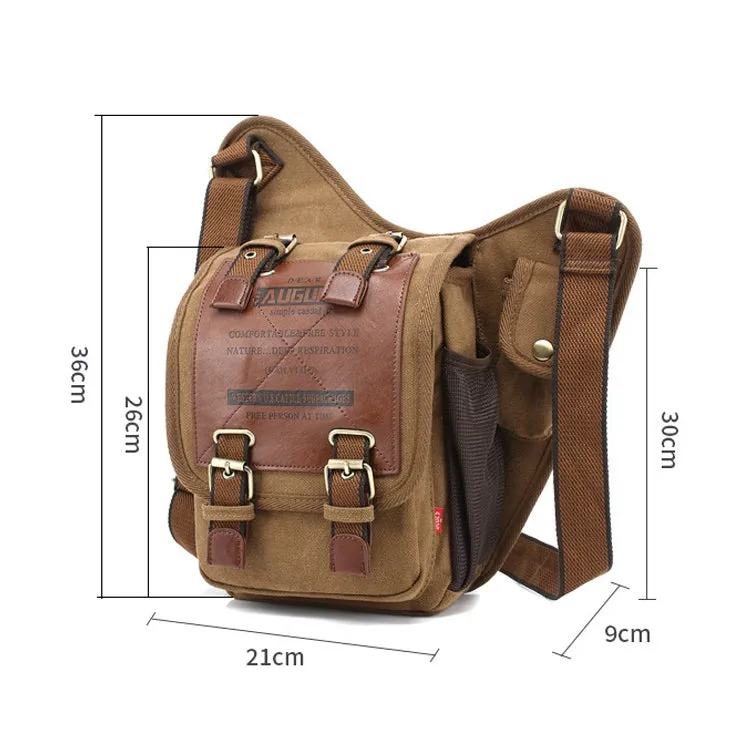 AUGUR 2136 Men Multi-function Retro Canvas Knight Bag Shoulder Messenger Crossby Bag (Coffee)