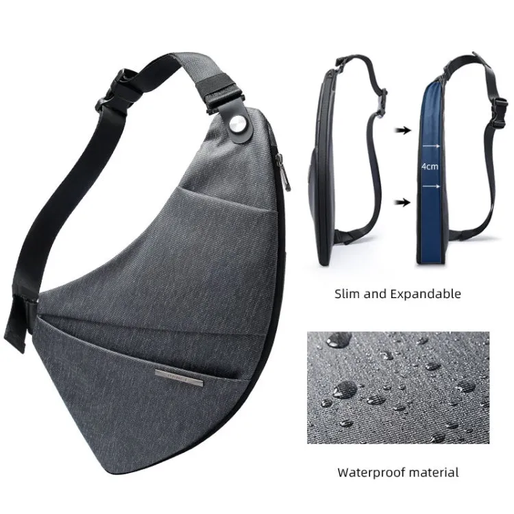 Bange BG-7378 Men Crescent Waterproof Crossbody Chest Bag, Size: 43 x 22 x 2.5cm (Grey)