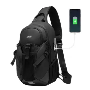 Bange BG-77120 Men Waterproof Crossbody Chest Bag with USB Port, Size: 36 x 22 x 10cm(Black)