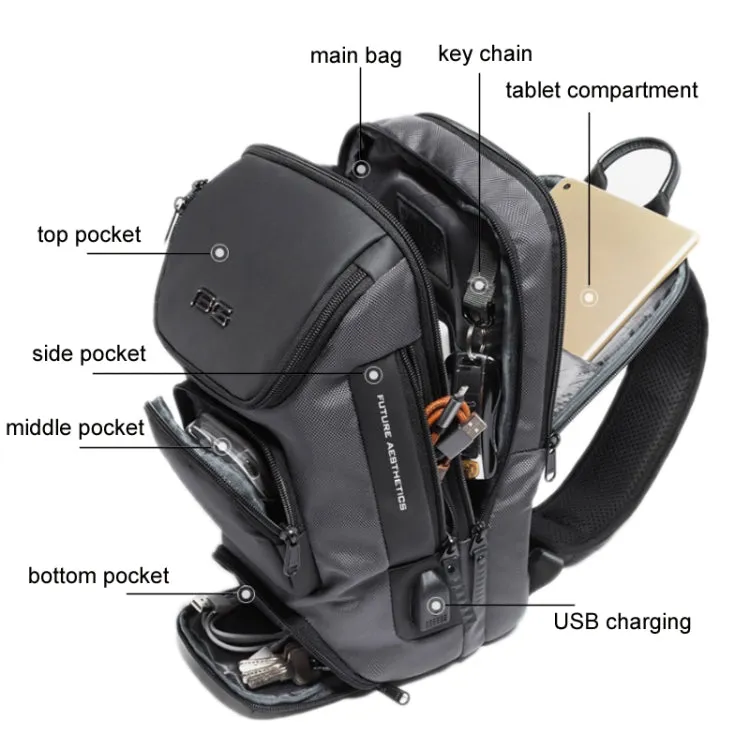 BANGE Fashion Casual Men Messenger Chest Bag(Black)