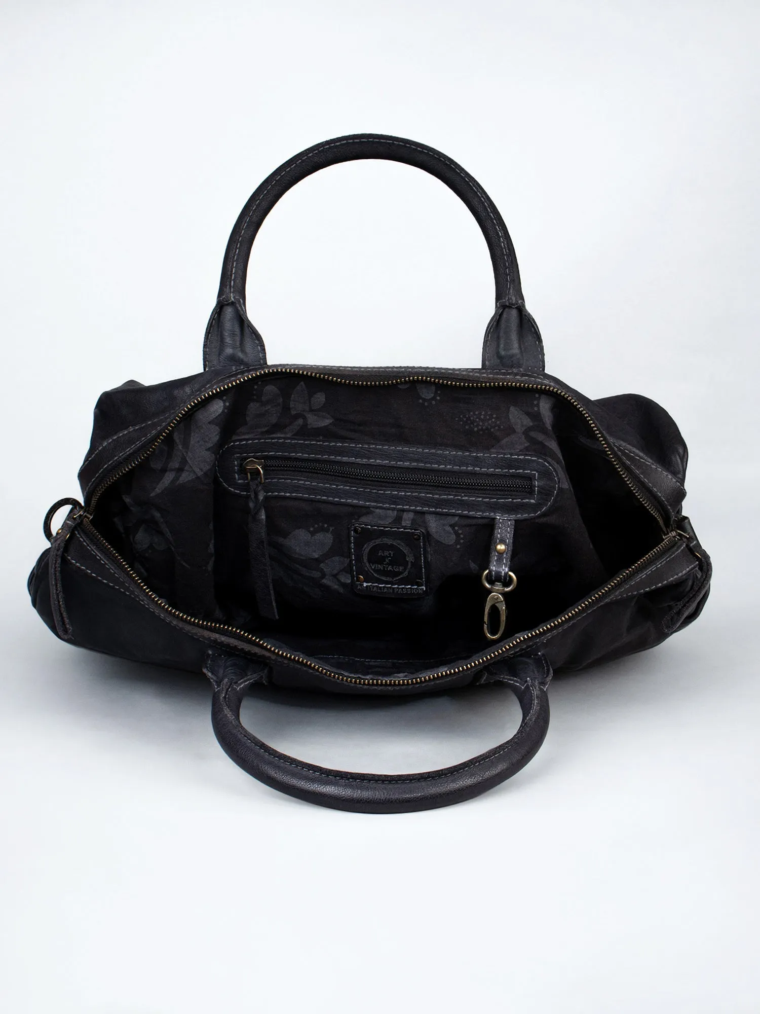 Black Leather Weekender Bag