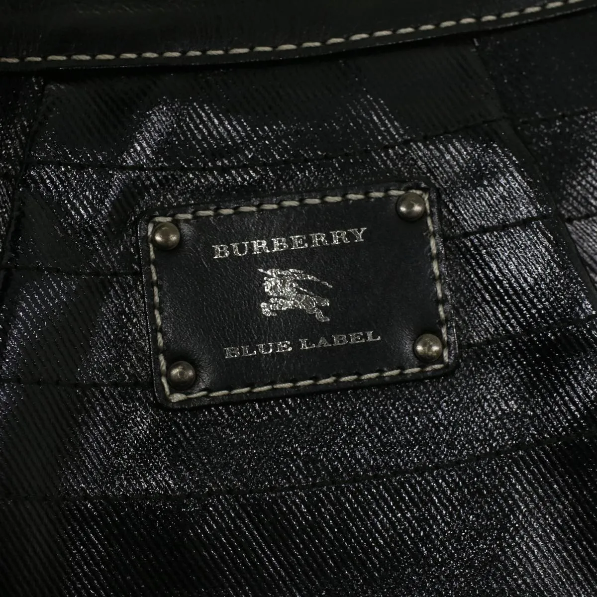 BURBERRY Blue Label Shoulder Bag Coated Canvas Black  cl755