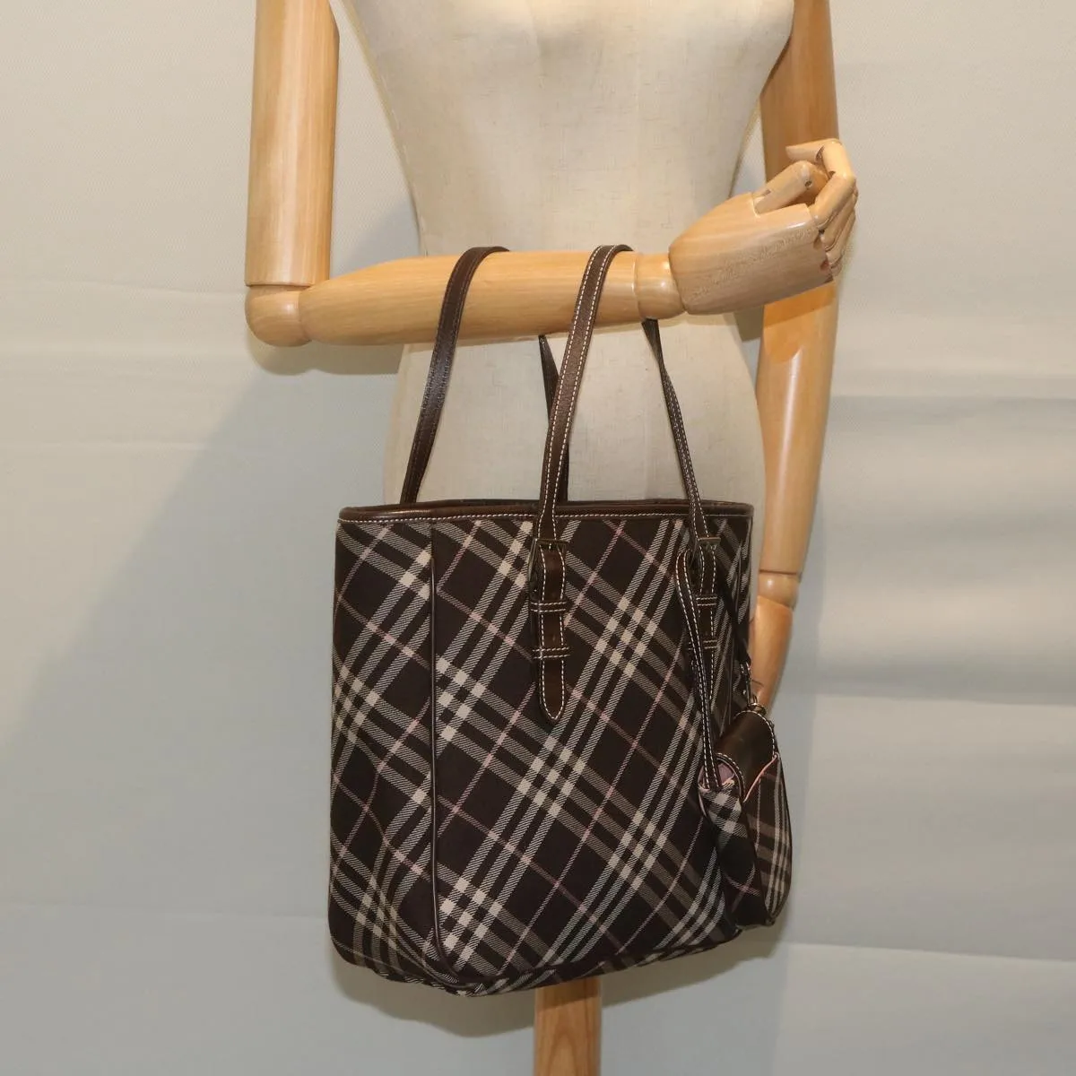 BURBERRY Nova Check Blue Label Shoulder Bag Canvas Brown  60062