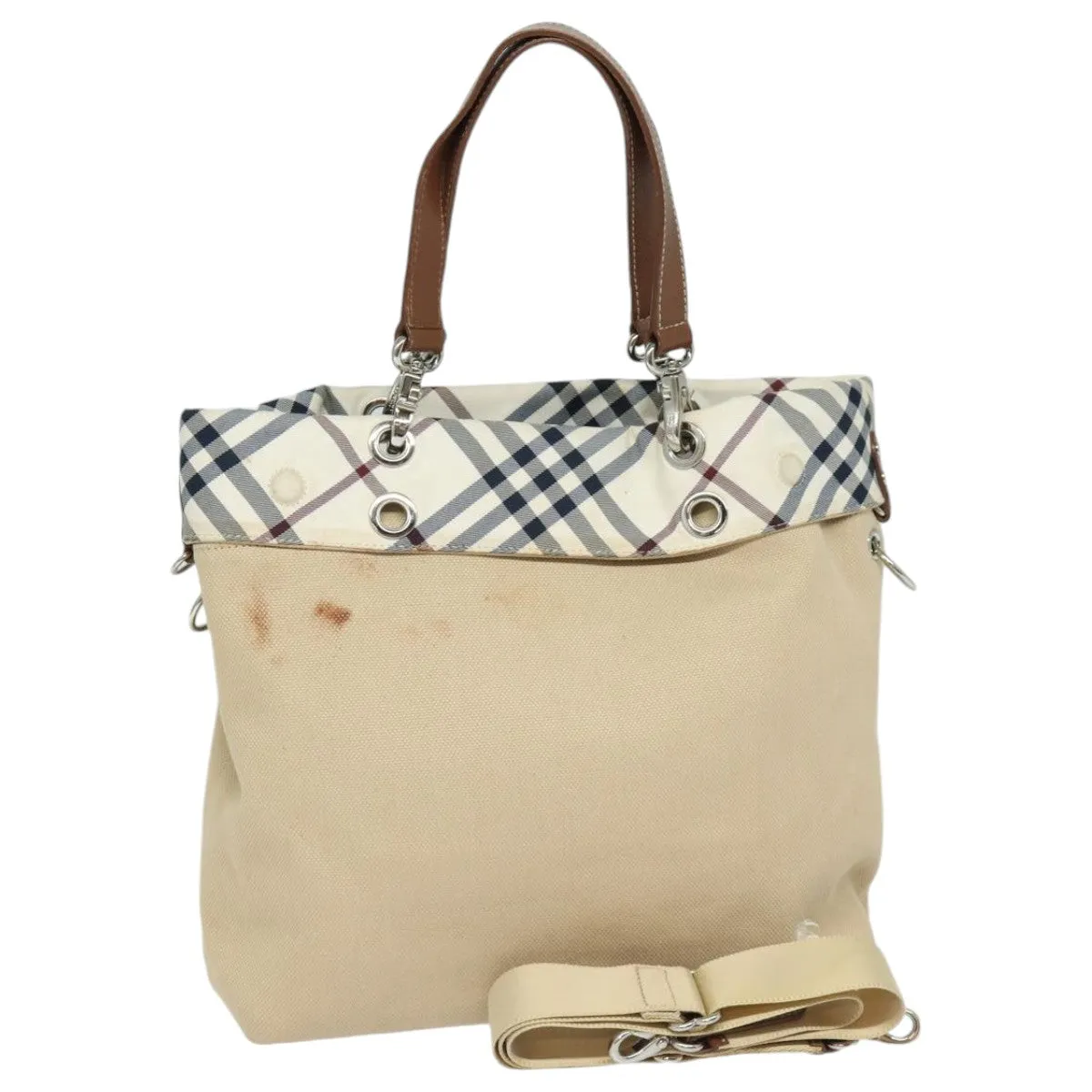 BURBERRY Nova Check Blue Label Tote Bag Canvas 2way Beige Brown  bs16677