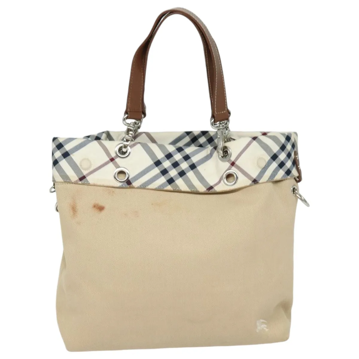 BURBERRY Nova Check Blue Label Tote Bag Canvas 2way Beige Brown  bs16677