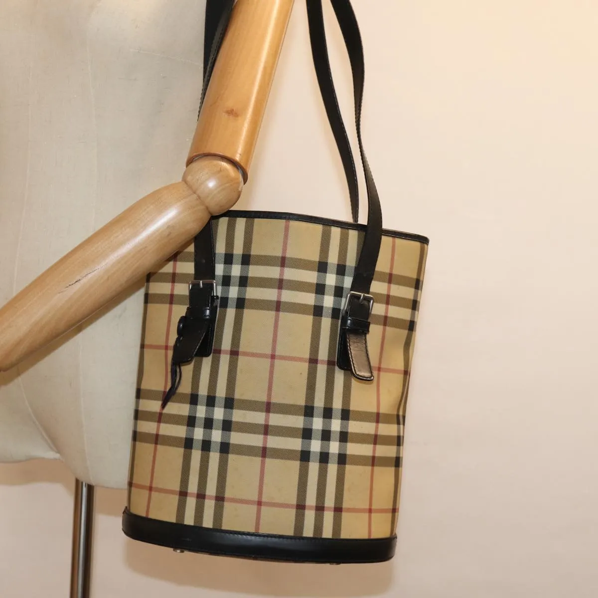 BURBERRY Nova Check Shoulder Bag PVC Leather Beige  bs14740