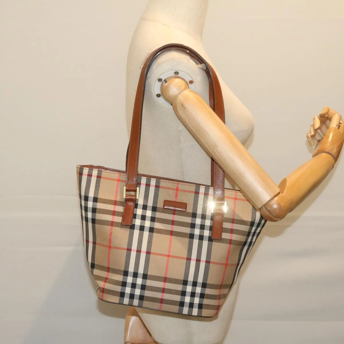 BURBERRY Nova Check Tote Bag Nylon Beige  bs10478