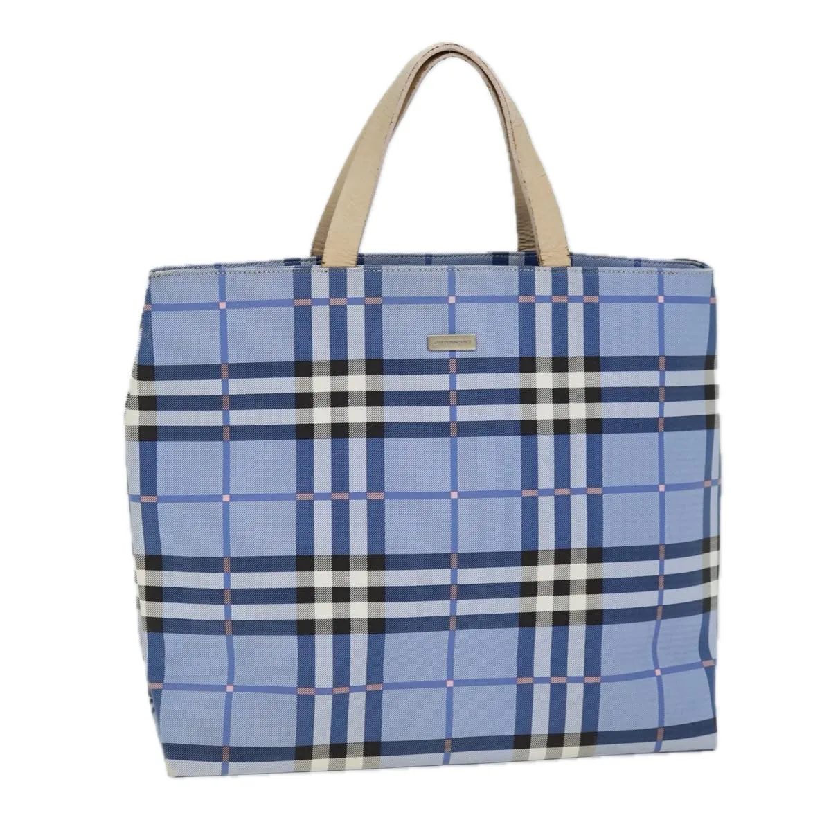 BURBERRY Nova Check Tote Bag Nylon Blue  73344