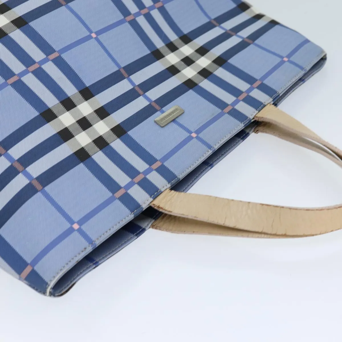 BURBERRY Nova Check Tote Bag Nylon Blue  73344