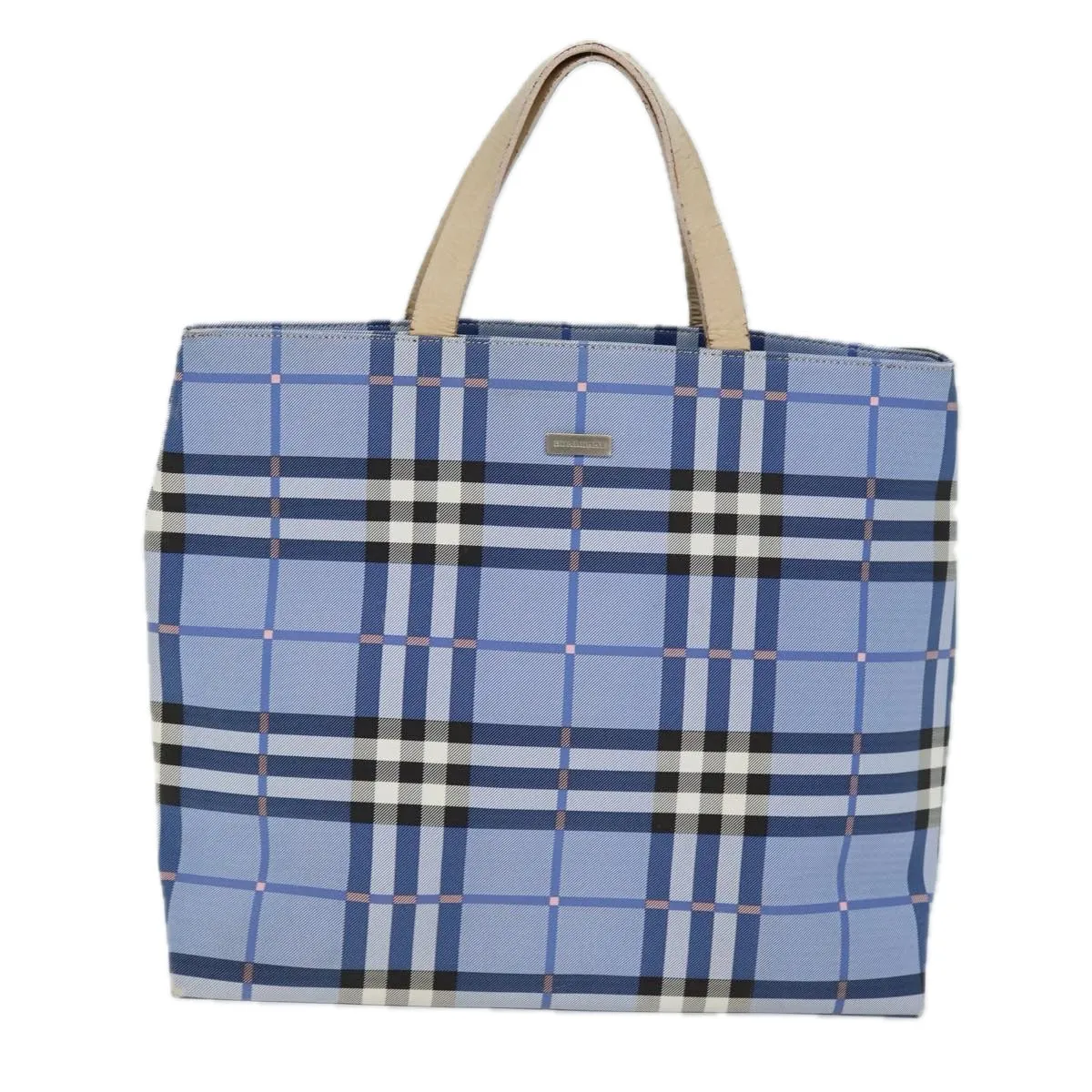 BURBERRY Nova Check Tote Bag Nylon Blue  73344