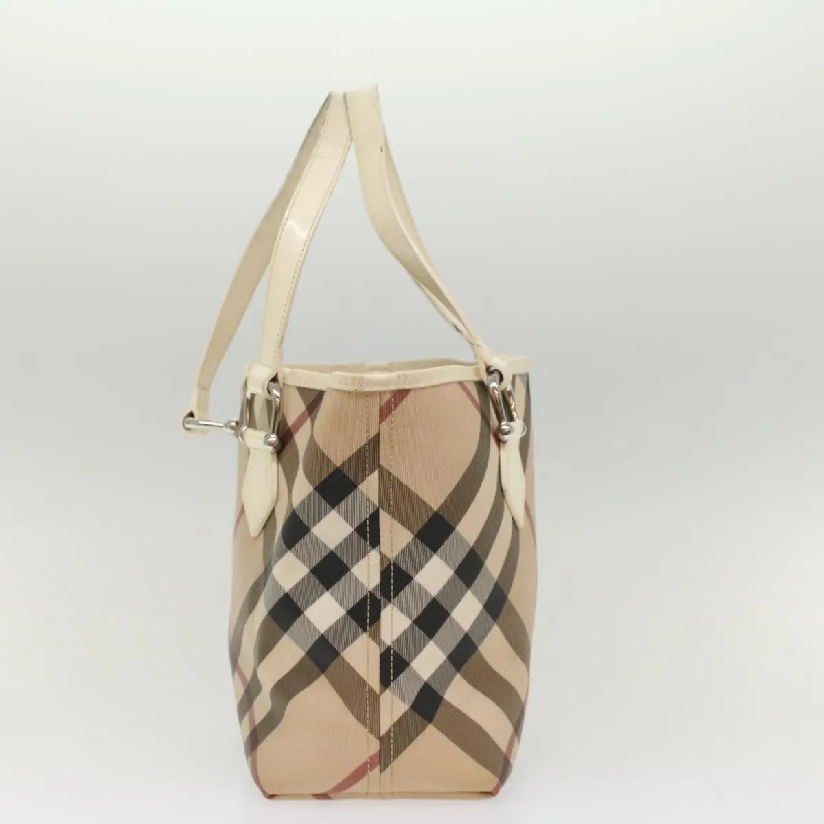 BURBERRY Nova Check Tote Bag PVC Leather Beige  51455