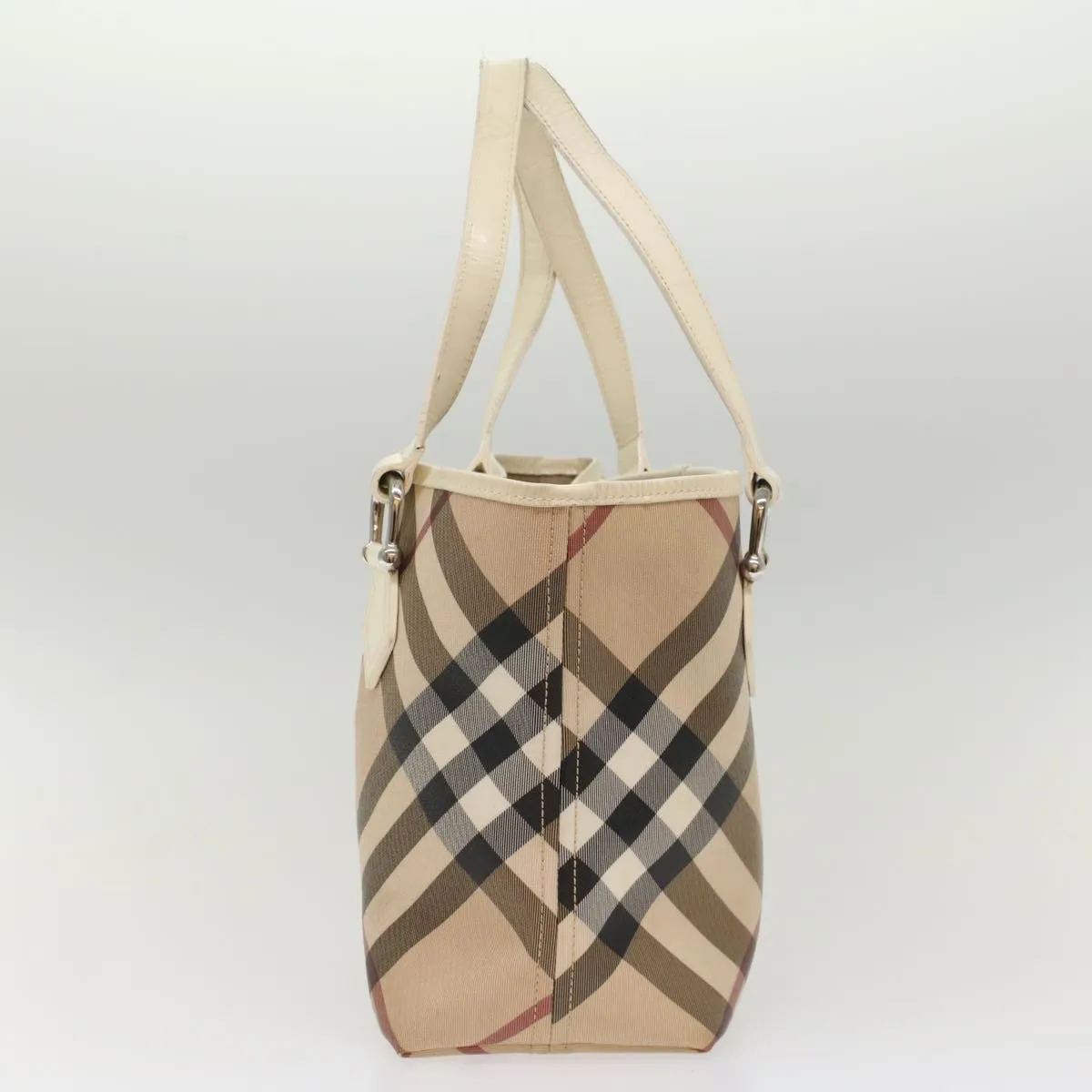 BURBERRY Nova Check Tote Bag PVC Leather Beige  51455