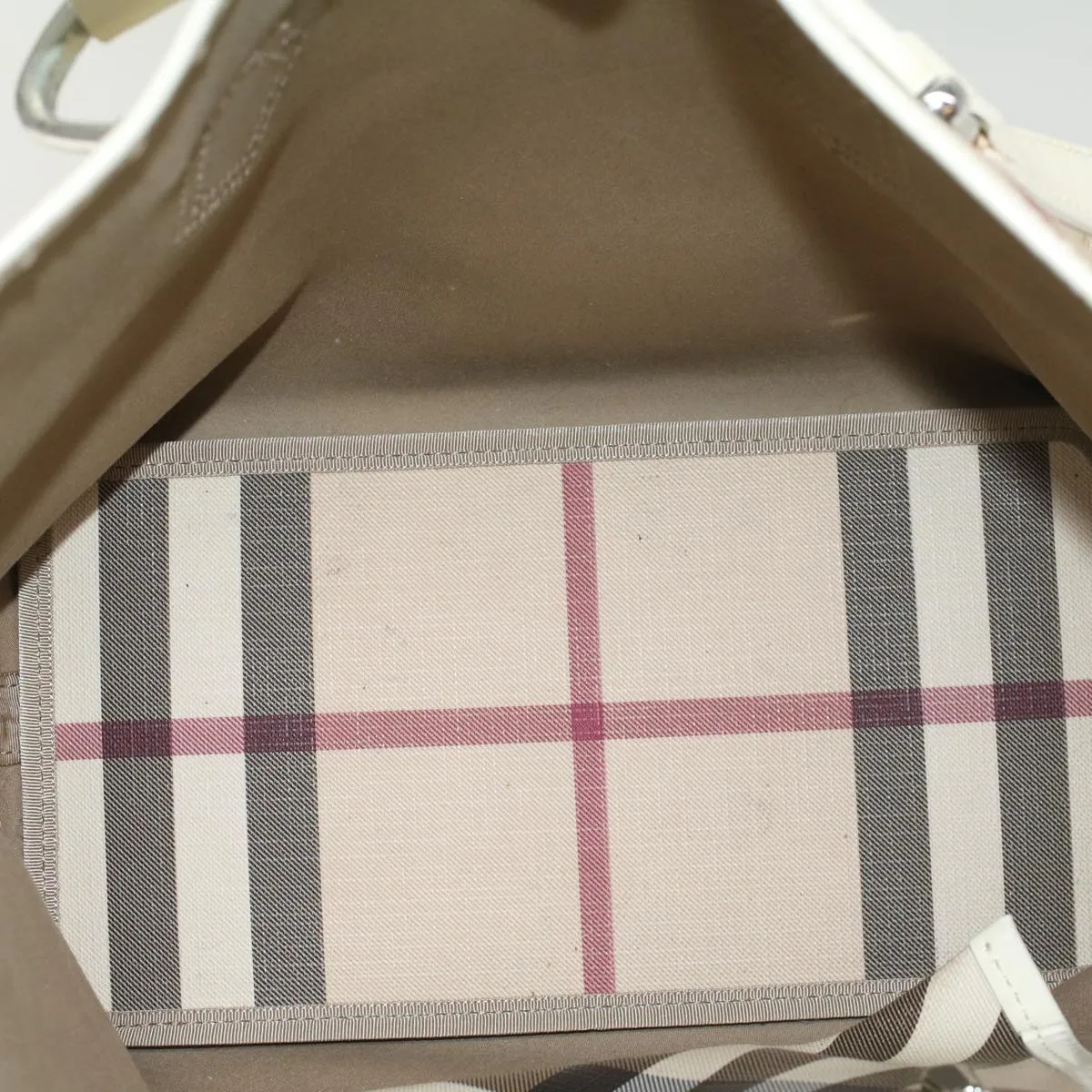 BURBERRY Nova Check Tote Bag PVC Leather Beige  51455