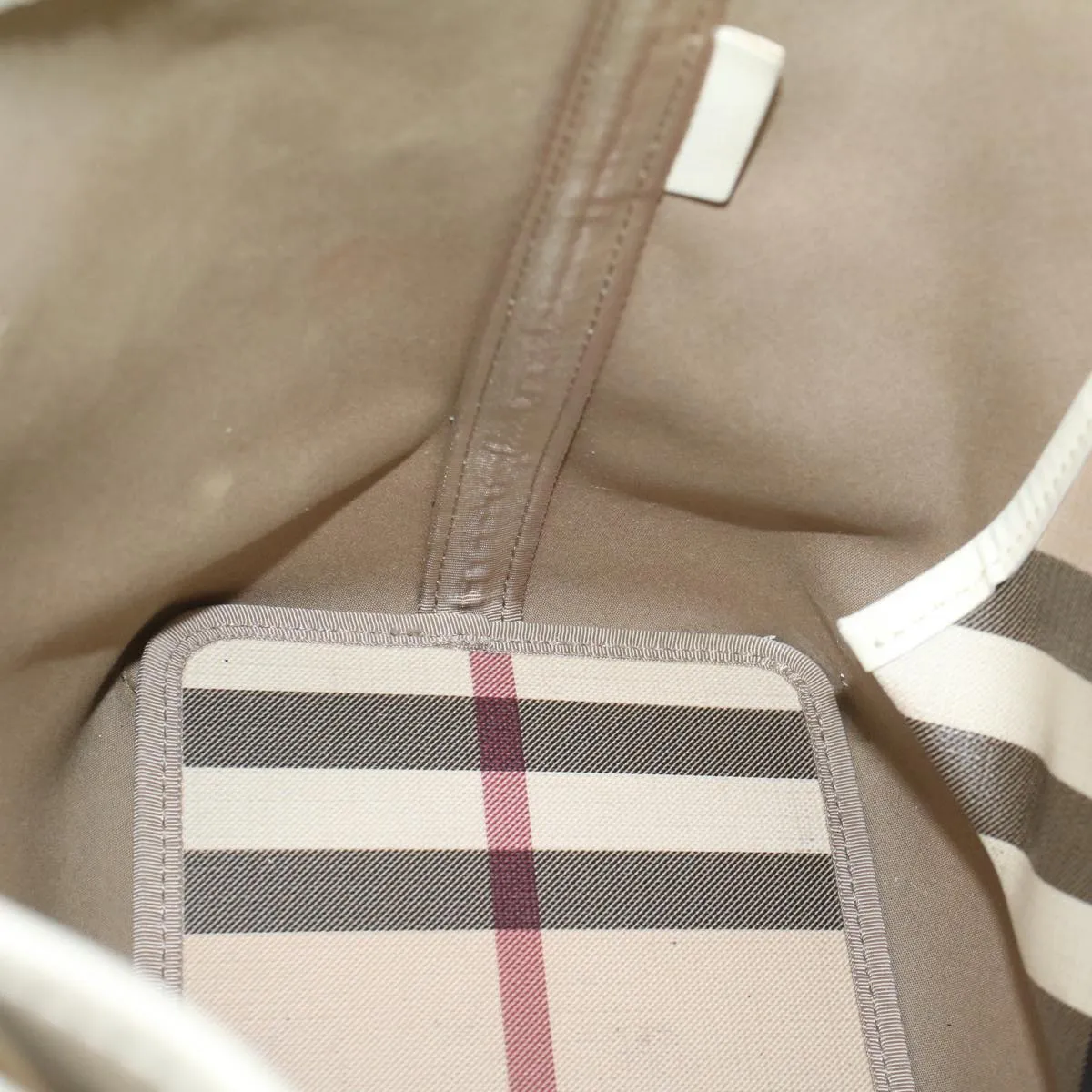 BURBERRY Nova Check Tote Bag PVC Leather Beige  51455