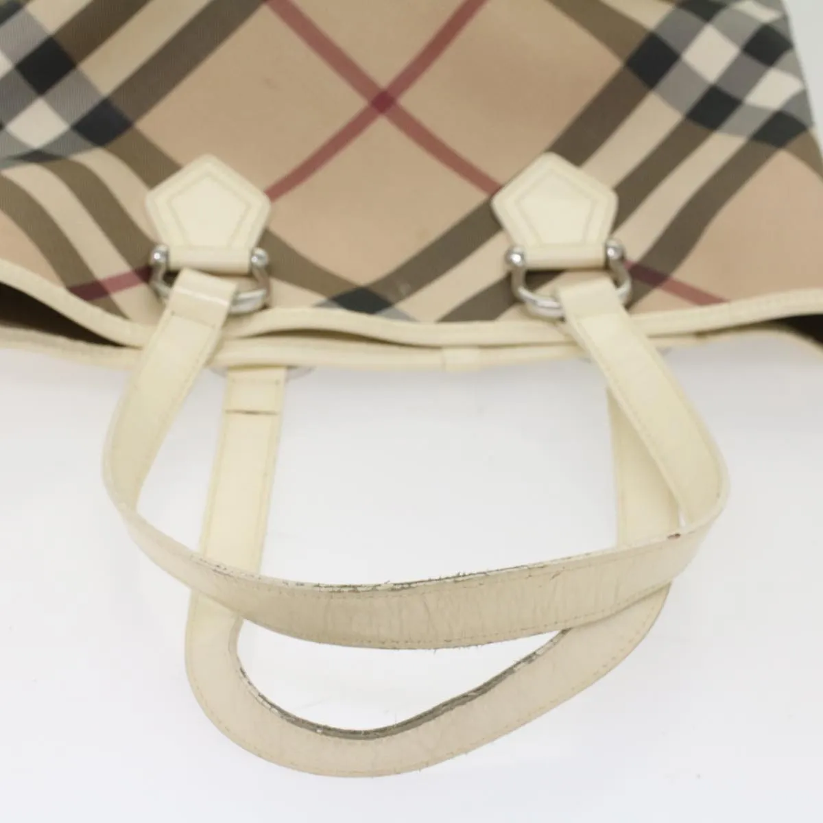 BURBERRY Nova Check Tote Bag PVC Leather Beige  51455