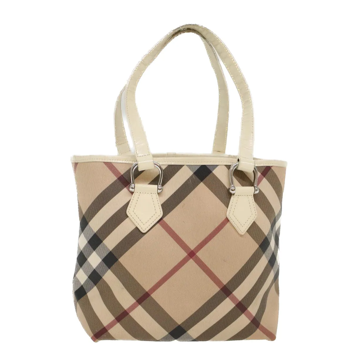 BURBERRY Nova Check Tote Bag PVC Leather Beige  51455