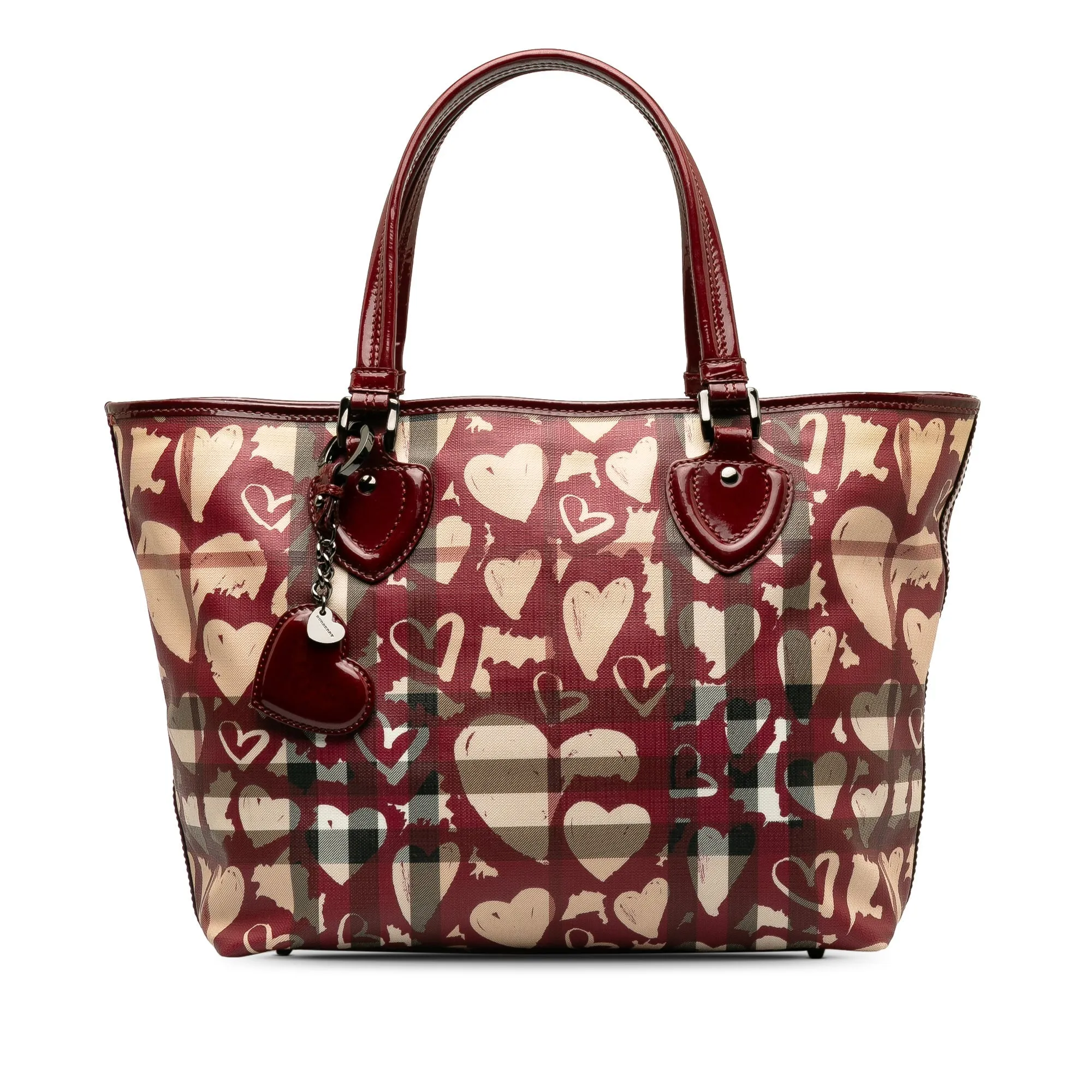 BURBERRY Super Nova Check Hearts Tote Tote Bag