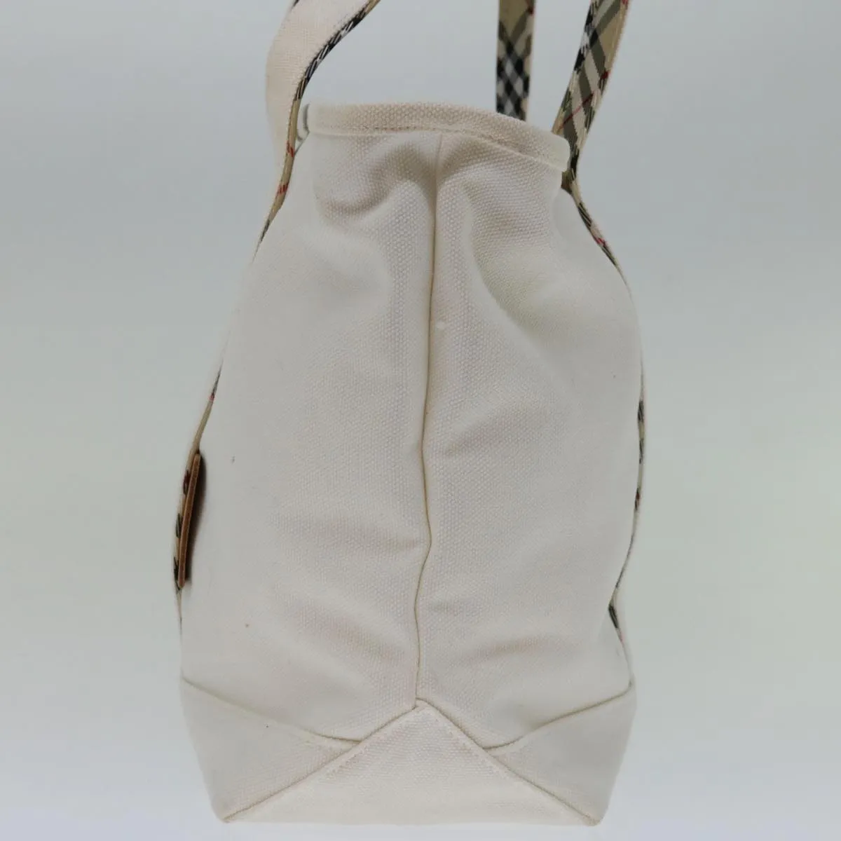 BURBERRYSs Nova Check Blue Label Tote Bag Canvas White Beige  bs12787