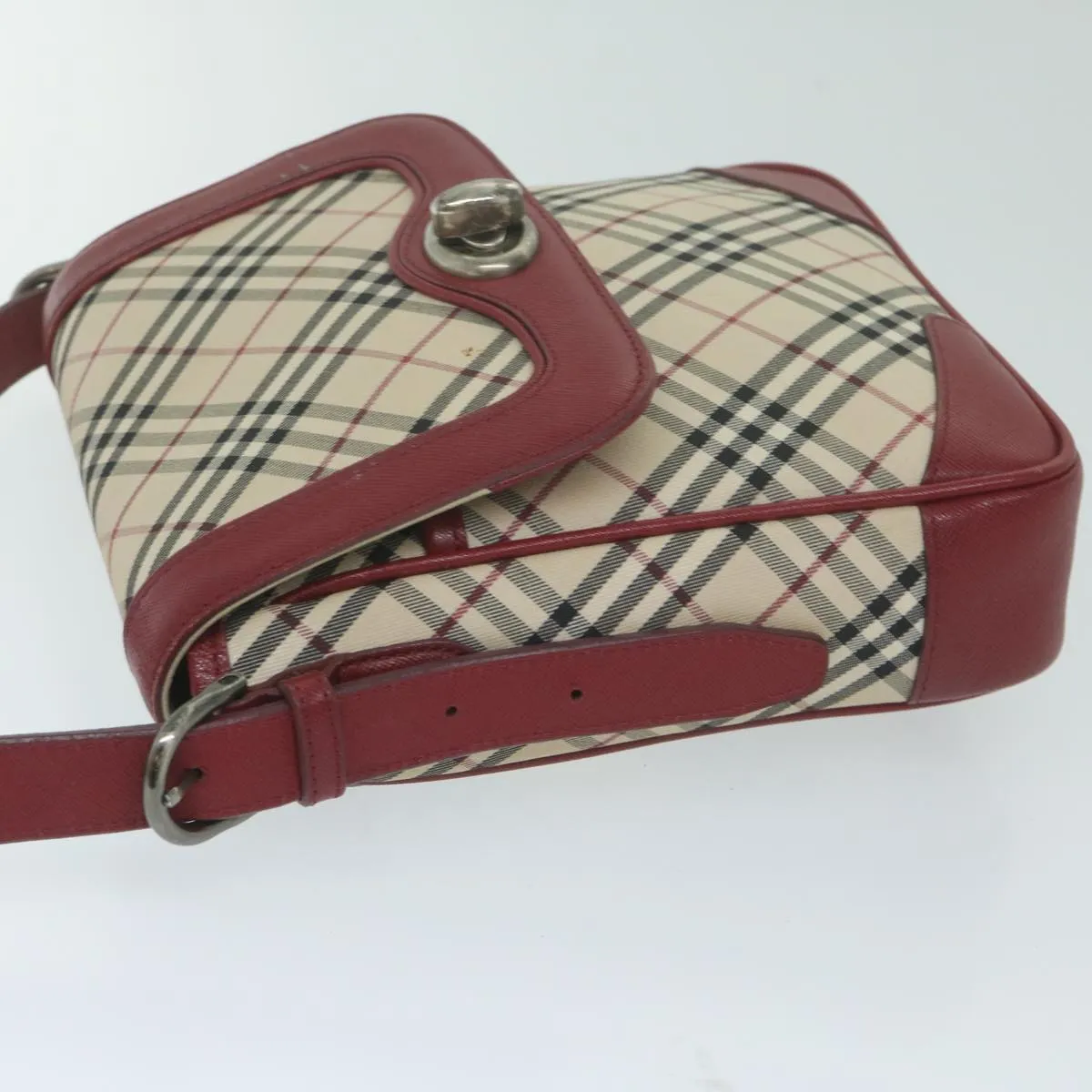 BURBERRYSs Nova Check Shoulder Bag Nylon Canvas Beige Red  63826