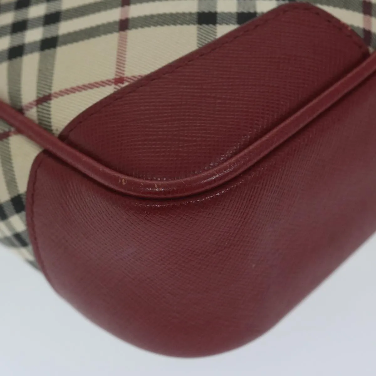 BURBERRYSs Nova Check Shoulder Bag Nylon Canvas Beige Red  63826