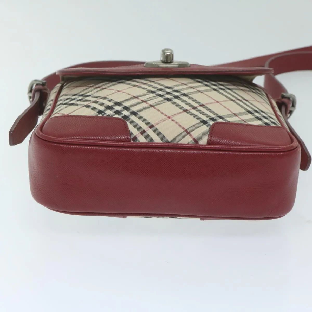 BURBERRYSs Nova Check Shoulder Bag Nylon Canvas Beige Red  63826