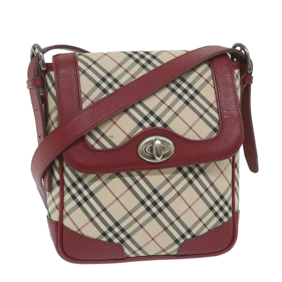 BURBERRYSs Nova Check Shoulder Bag Nylon Canvas Beige Red  63826