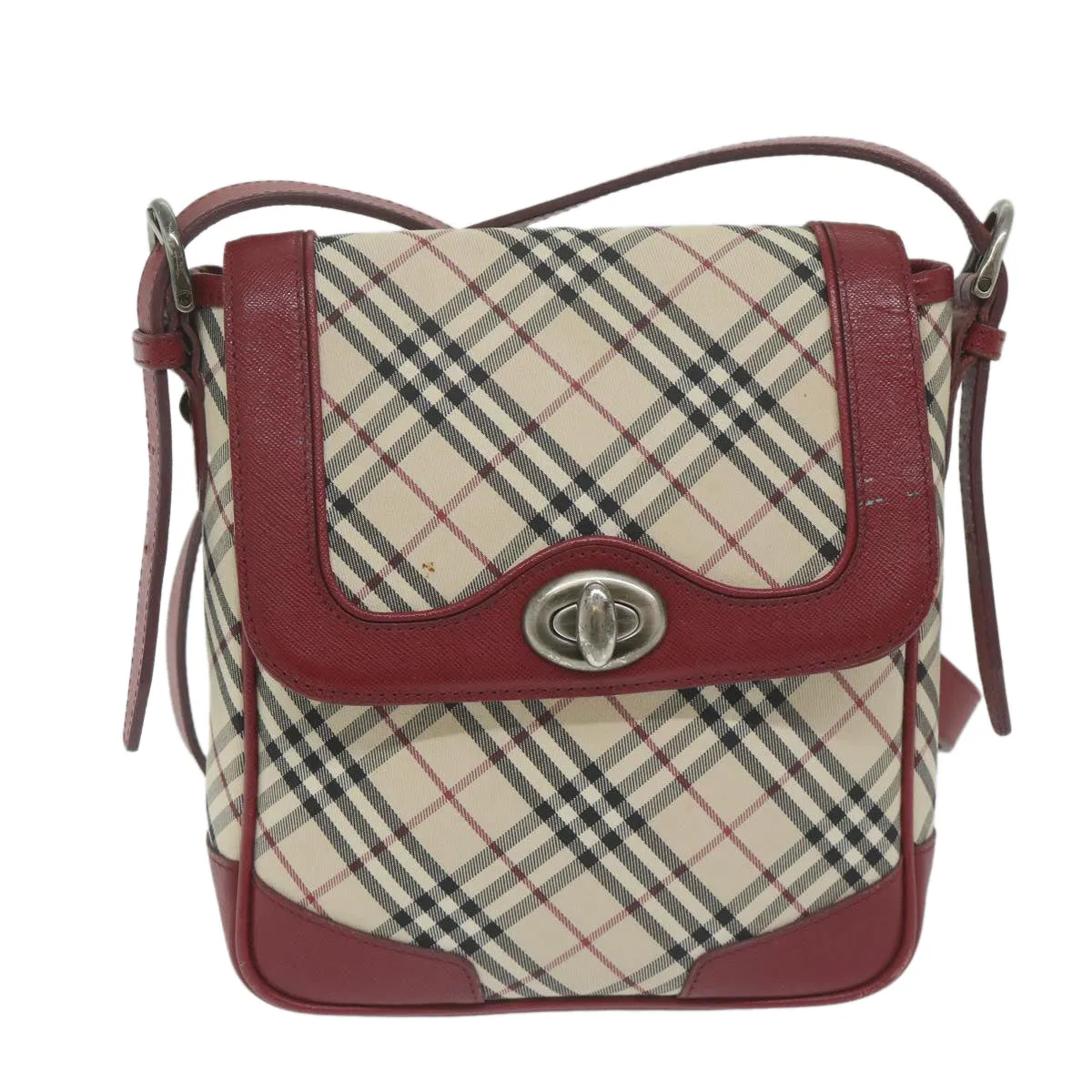 BURBERRYSs Nova Check Shoulder Bag Nylon Canvas Beige Red  63826