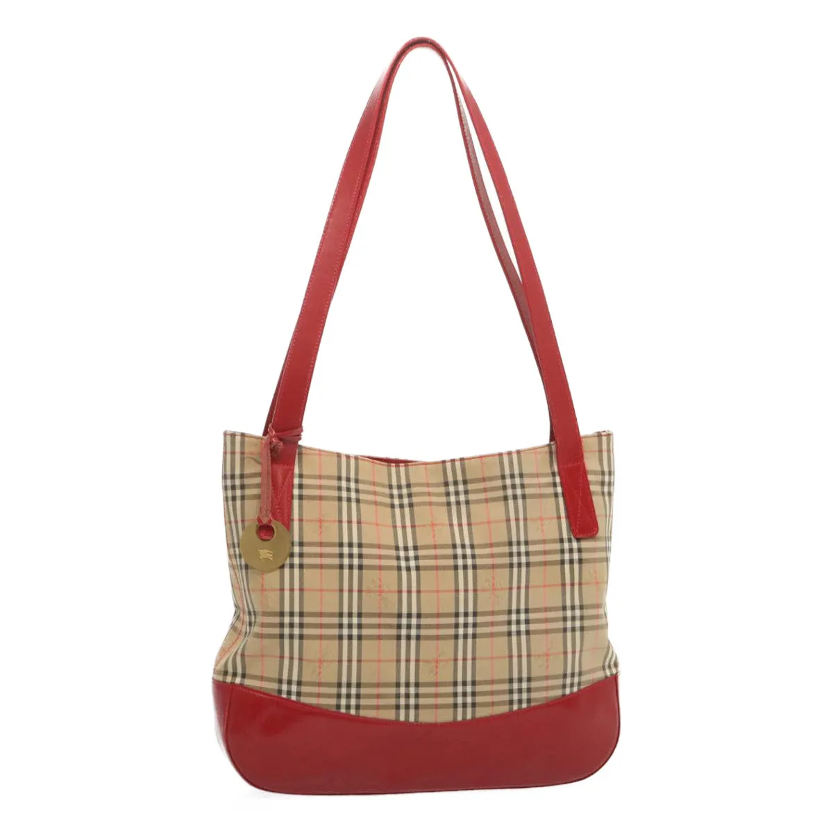 BURBERRYSs Nova Check Tote Bag Canvas Beige Red  67775