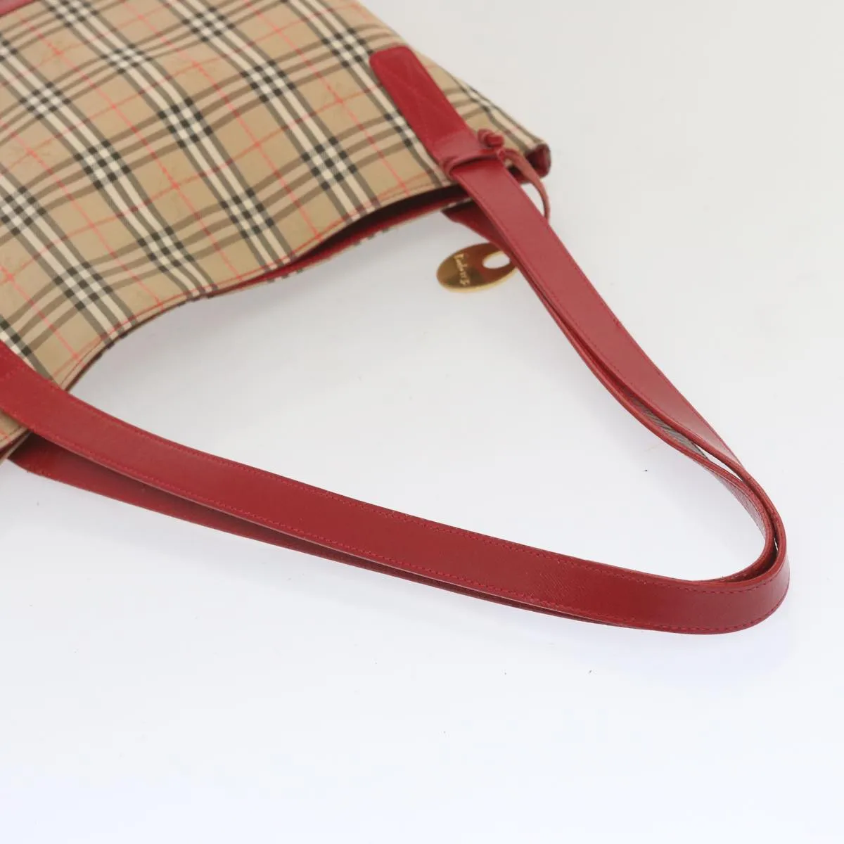 BURBERRYSs Nova Check Tote Bag Canvas Beige Red  67775