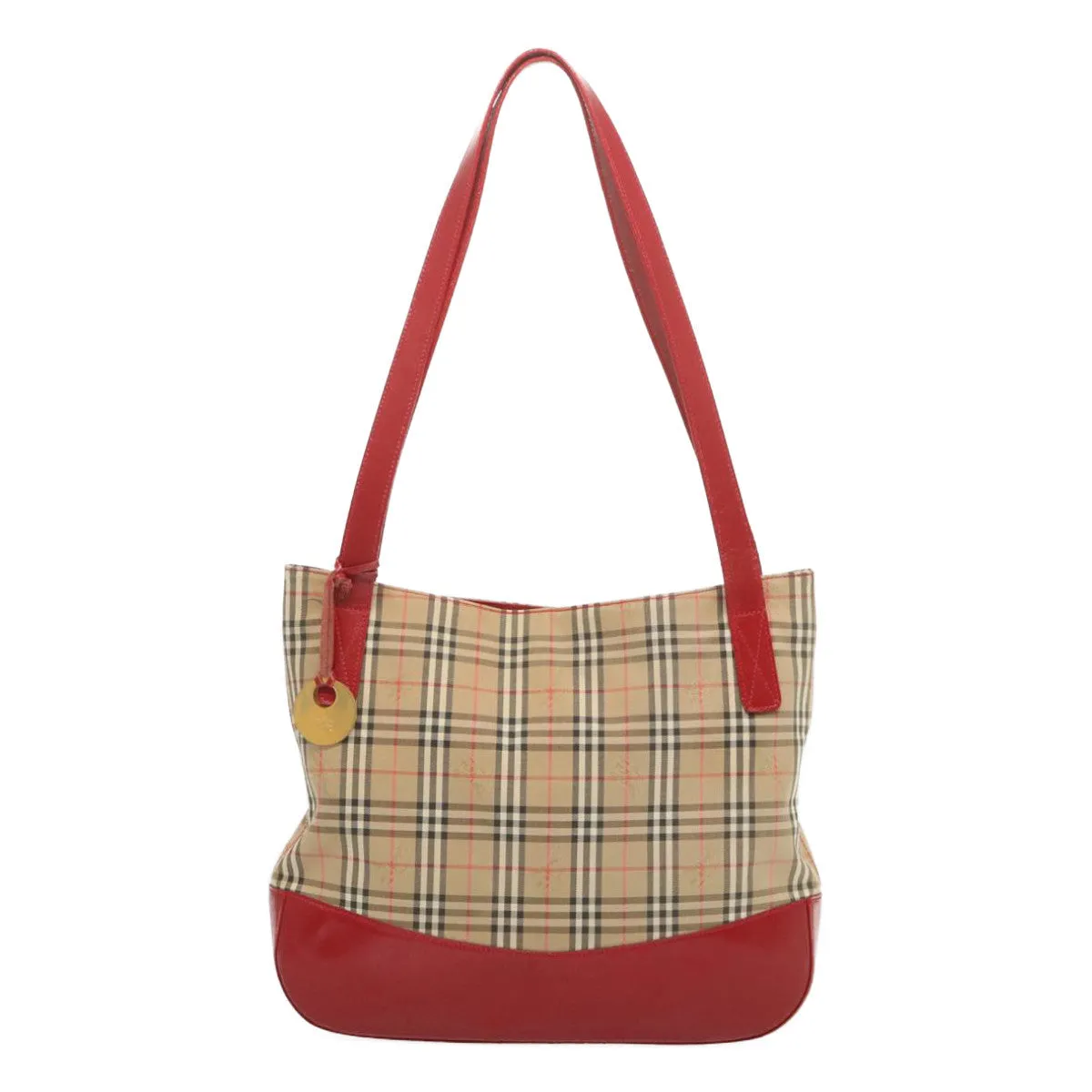 BURBERRYSs Nova Check Tote Bag Canvas Beige Red  67775