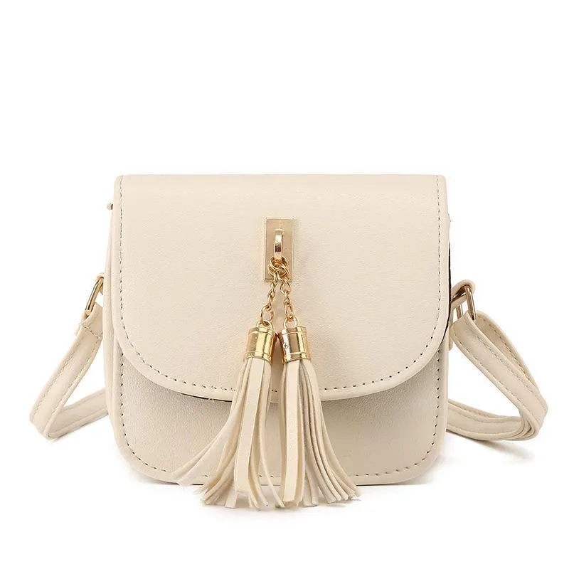 Candy Colored Handbag With Tassel Keychain