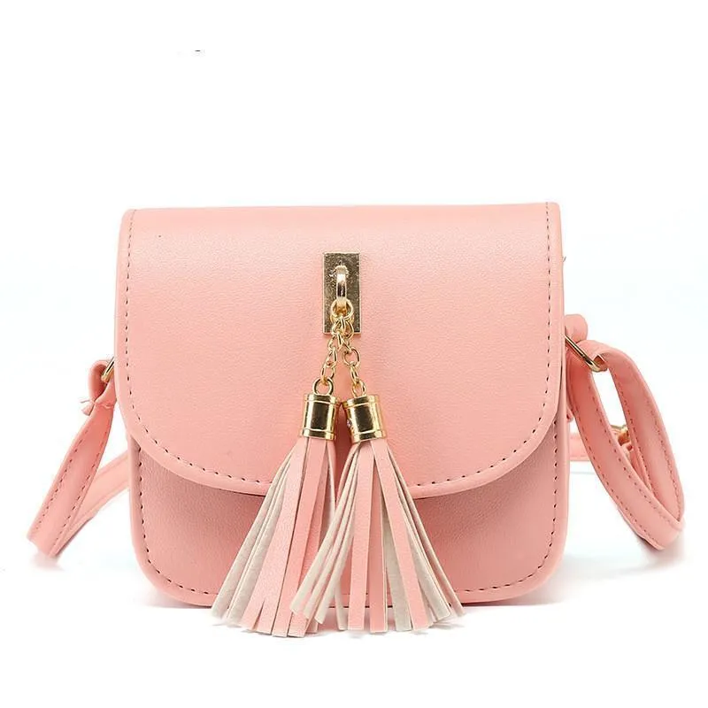 Candy Colored Handbag With Tassel Keychain