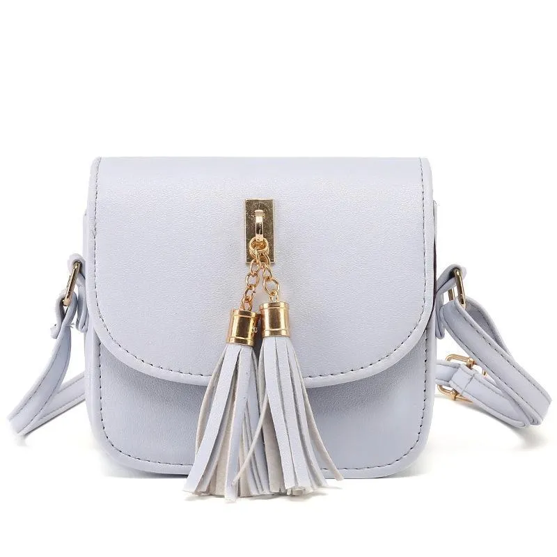 Candy Colored Handbag With Tassel Keychain