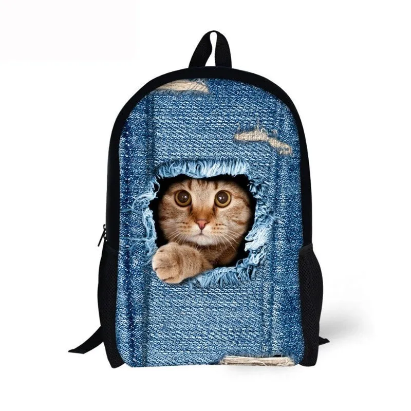 Canvas Animal Printing 3D School Bags