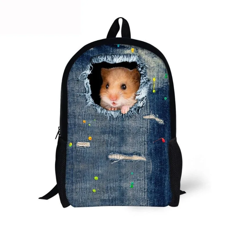 Canvas Animal Printing 3D School Bags