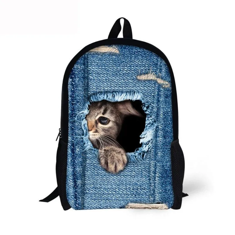 Canvas Animal Printing 3D School Bags