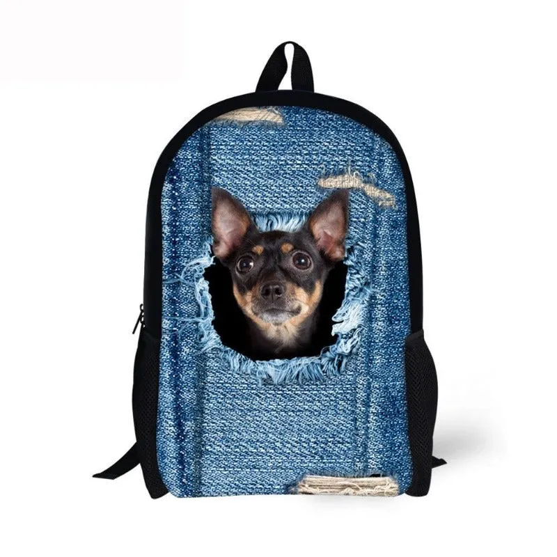 Canvas Animal Printing 3D School Bags