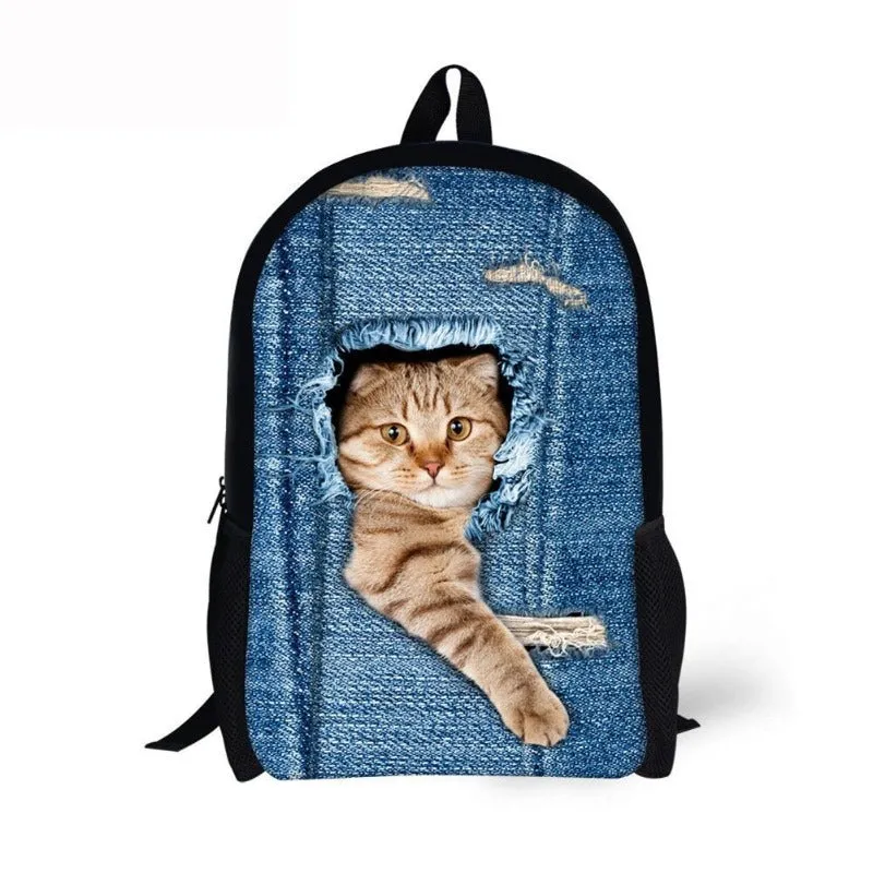 Canvas Animal Printing 3D School Bags