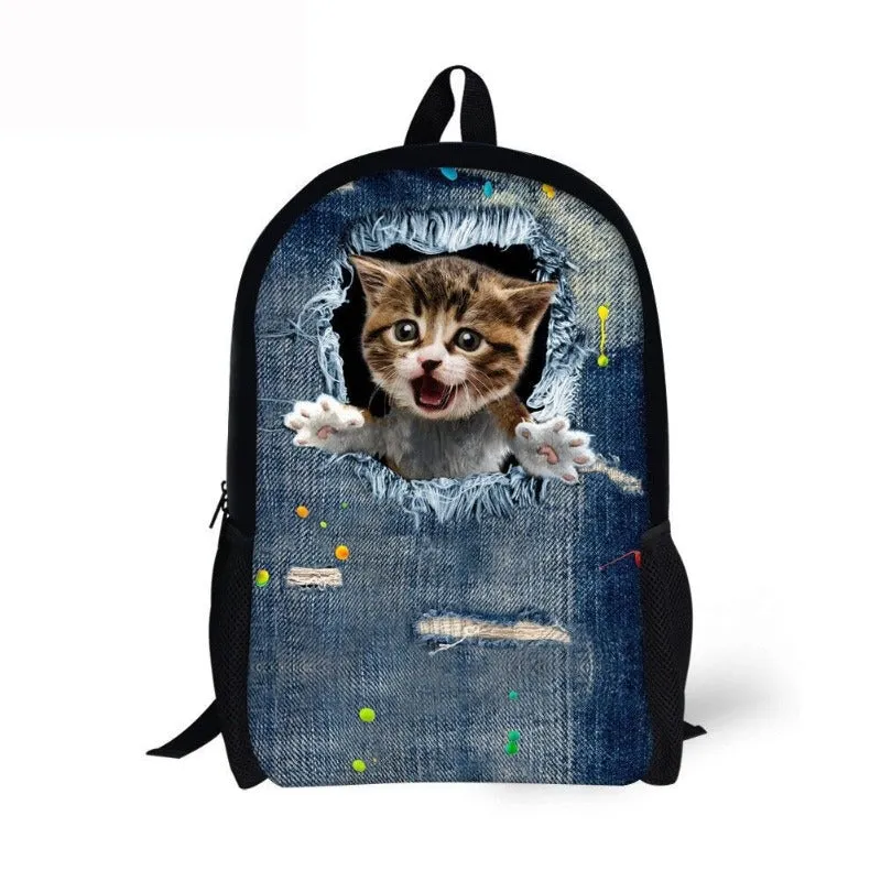 Canvas Animal Printing 3D School Bags